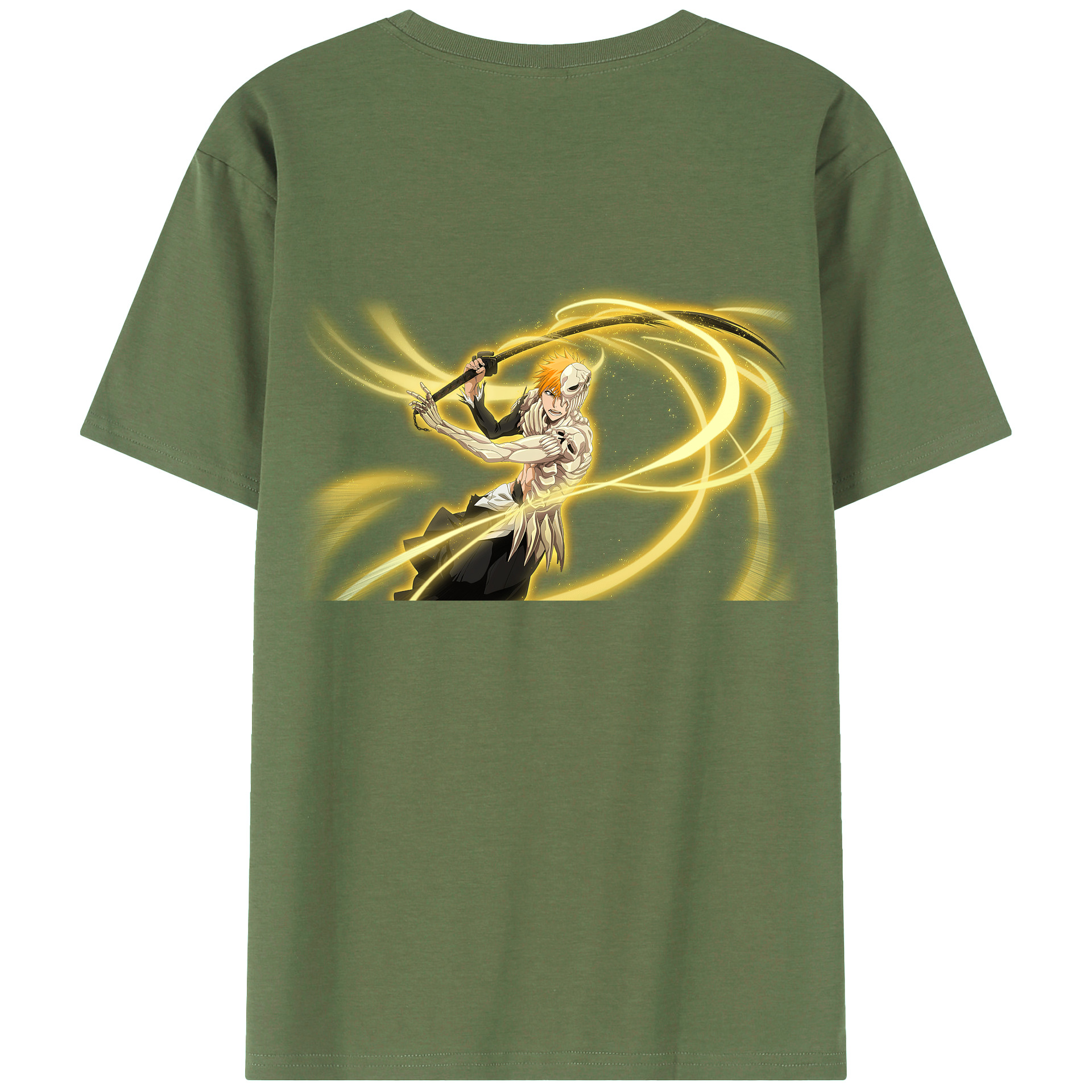（画像用） ブリーチ 黒崎一護（くろさき いちご）BLEACH Kurosaki Ichigo 綿100％ メンズ半袖Tシャツ（バックプリント） 通気性